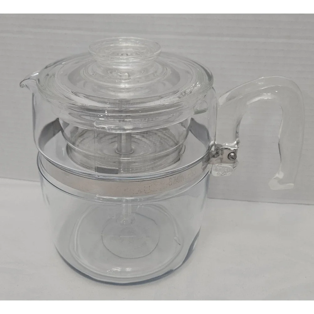 Vtg Pyrex 9 Cup Percolator Coffee Pot #7759 B Flameware Complete Set - Pristine